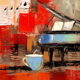 Symphonic Melodies- A Dynamic Fusion of Coffee and Abstract Expression by OlfactoArt Studio