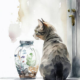 Tabby Cat at Window by Laura's Creations