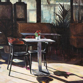 Table in cafe, Aix-en-Provence painting