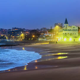 Tamariz Beachat Night In Estoril, Portugal by Artur Bogacki