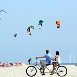 Tandem Bicycling Kite Surfing California  by Chuck Kuhn