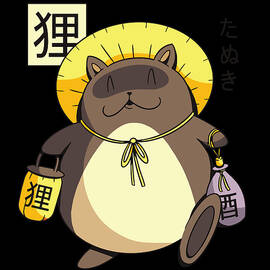 Tanuki Yokai funny japanese cartoon character by Norman W