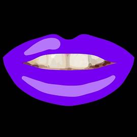 Teeth Smile Purple Lips Black BG Novelty Face Mask by Joan Stratton