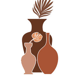 Terracotta Art - Greek Vases 02 - Modern, Minimal, Contemporary Abstract - Brown, Burnt Sienna by Studio Grafiikka