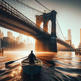 The Brooklyn Bridge at Sunset by Bill Cannon