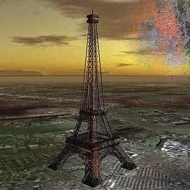 the eiffel tower futuristic france paris