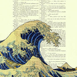 The great wave off Kanagawa book page art print