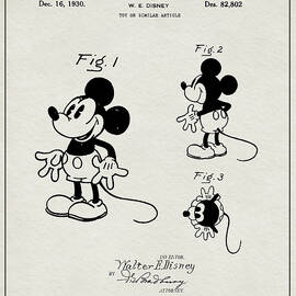 The Original Mickey Mouse Patent Drawing by Dale Kincaid