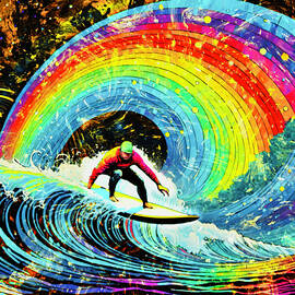 The Rainbow Surfer AI Art by Designs By Nimros