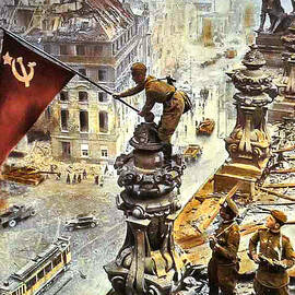 The Soviet flag being raised over the German Reichstag building by Red Army soldiers 1945 Red Army p by Artistic Rifki