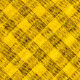 The texture of the bright yellow of binding gingham fabric. Yellow textile background. Fabric plaid. Close-up by Julien