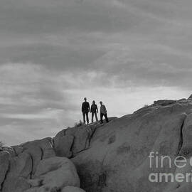 Three Boys on Rocks BW by Connie Sloan