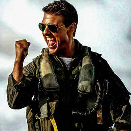 Tom Cruise as Top Gun Painting by John Straton