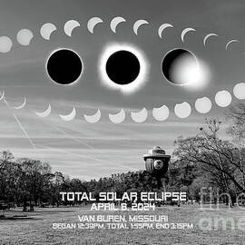 Total Eclipse April 2024 Van Buren Location Grayscale by Jennifer White