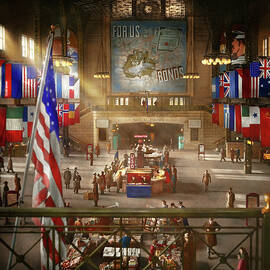 Train Station - Chicago Ill - For us 1943 by Mike Savad