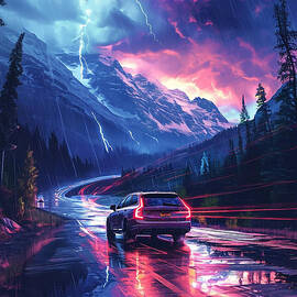 Transport Volvo V90 Rainy Beautiful by Clark Leffler