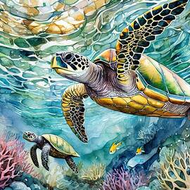 Turtles in the Sunlit Reef by Susan Rydberg