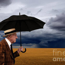 Umbrella Man On The Move by Bob Christopher
