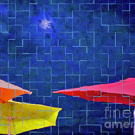 Umbrellas at Night by Mary Mikawoz