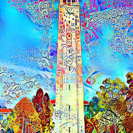 University of California Berkeley Sather Tower The Campanile in Whimsical Contemporary Style 2021063 by Wingsdomain Art and Photography