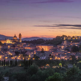 Urbino city skyline after sunset by Stefano Orazzini