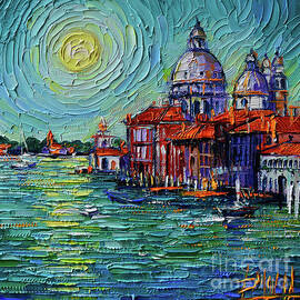 VENICE GRAND CANAL VIEW textured impressionism palette knife oil painting artist Mona Edulesco by Mona Edulesco