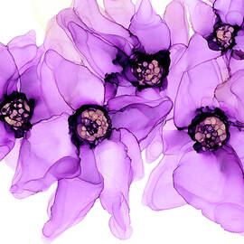 Very Violet      Floral Alcohol Ink Painting by Nancy Jacobson
