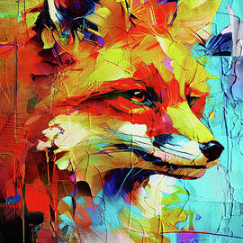 Bold Geometric Fox - Abstract Digital Wildlife Energy by Marian Voicu