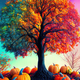 Vibrant Pumpkin Autumn by Bill and Linda Tiepelman