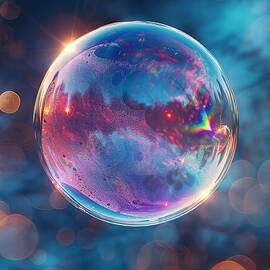 Vibrant soap bubble with colorful reflections and bokeh effect by Michal Bednarek