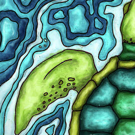 Vibrant turtle painting, sea turtle by Nadia CHEVREL