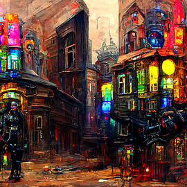 Victorian Steampunk City, 01 by AM FineArtPrints