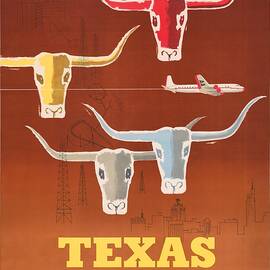 Vintage Travel Poster - American Airlines to Texas 1953 by martin glanzman