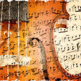 Violin on musical note background oil effect by Gregory DUBUS