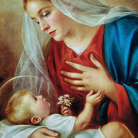 Virgin Mary and Child Jesus in vintage image  by Carlos Uribe