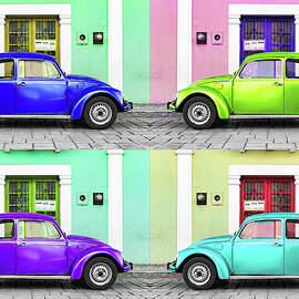 Viva Mexico Collection - Four VW Beetle Cars with Colors Street Wall by Philippe HUGONNARD