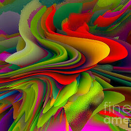 Vivid and dynamic swirls of color create an abstract, three-dimensional effect with layers blending  by Elena Gantchikova