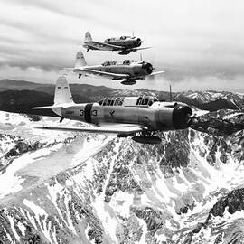 Vought Vindicator Aircraft Flying In Formation - Sierra Nevada - 1938 by War Is Hell Store