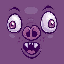 Wacky Cartoon Vampire Bat Face by John Schwegel