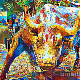 Wall Street Charging Bull in Contemporary Vibrant Happy Color Motif 20200502v1 by Wingsdomain Art and Photography