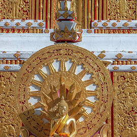Wat Mahathat Phra That Nakorn Chedi Buddha Image and Wheel of Dhamma DTHNP0152 by Gerry Gantt