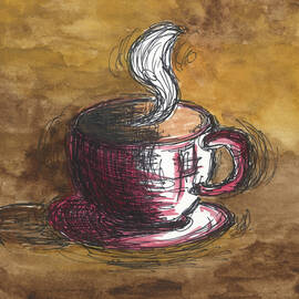 Water Color And Ink Coffee Cup by Susan Harris