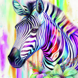 Watercolor Animal 09 Zebra Portrait by Matthias Hauser