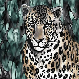 Watercolor leopard jaguar texture vector pattern by N Akkash