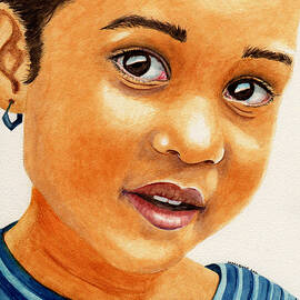 Watercolor Portrait on Aquabord by Margaret Bucklew