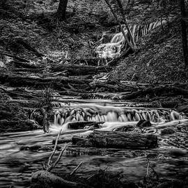 Weaver's Creek Falls in Owen Sound, Ontario 1 BW