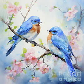 Western Bluebirds by Laura's Creations