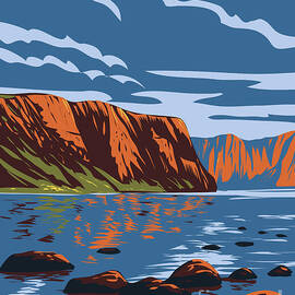 Western Brook Pond in Gros Morne National Park Newfoundland Canada WPA Poster Art by Aloysius Patrimonio