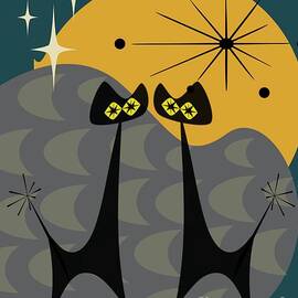 Whimsical Atomic Cats Full Moon Rising 01152022 by Sarah Niebank