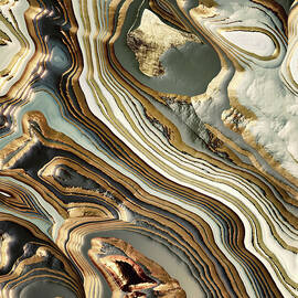White Gold Agate Abstract